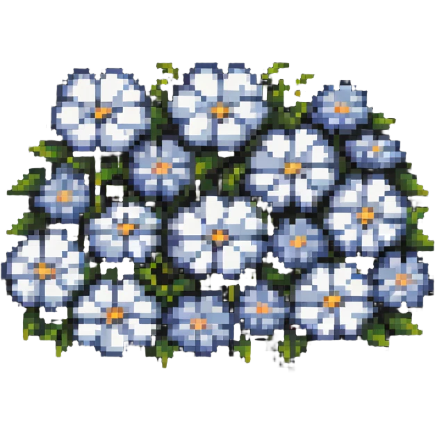 Pixel art cloud made of tiny flower pixels emoji