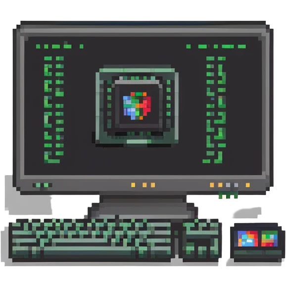 Computer with code on screen, programming logo emoji
