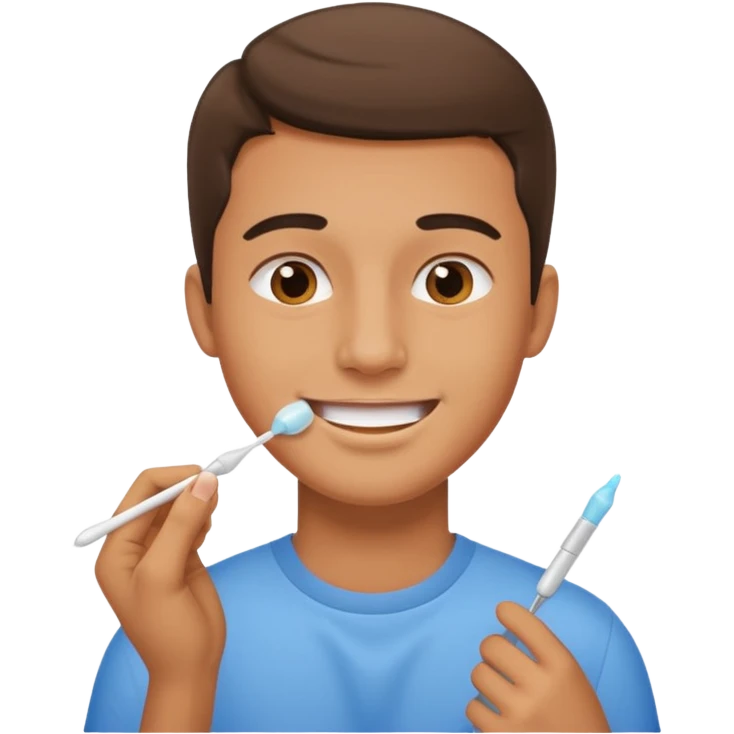 cheek swab for young man, emoji
