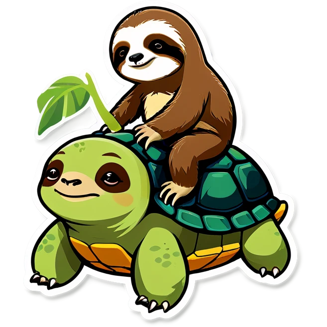 Sloth riding a turtle  emoji