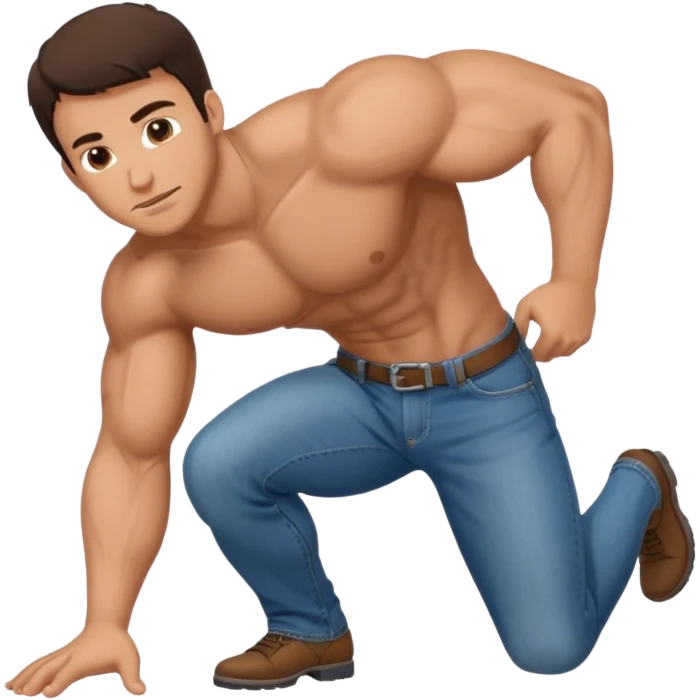 Brunette man crawling on all fours emoji