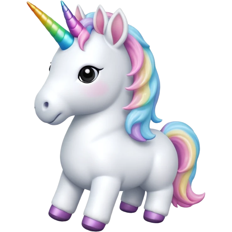 white unicorn toy facing towards camera full body emoji
