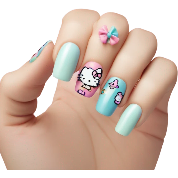 Hello kitty nails emoji