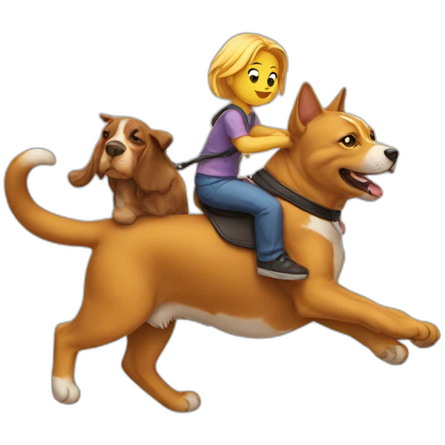 Cat riding a dog emoji