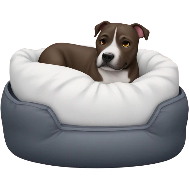 Staffie dog in small bed emoji