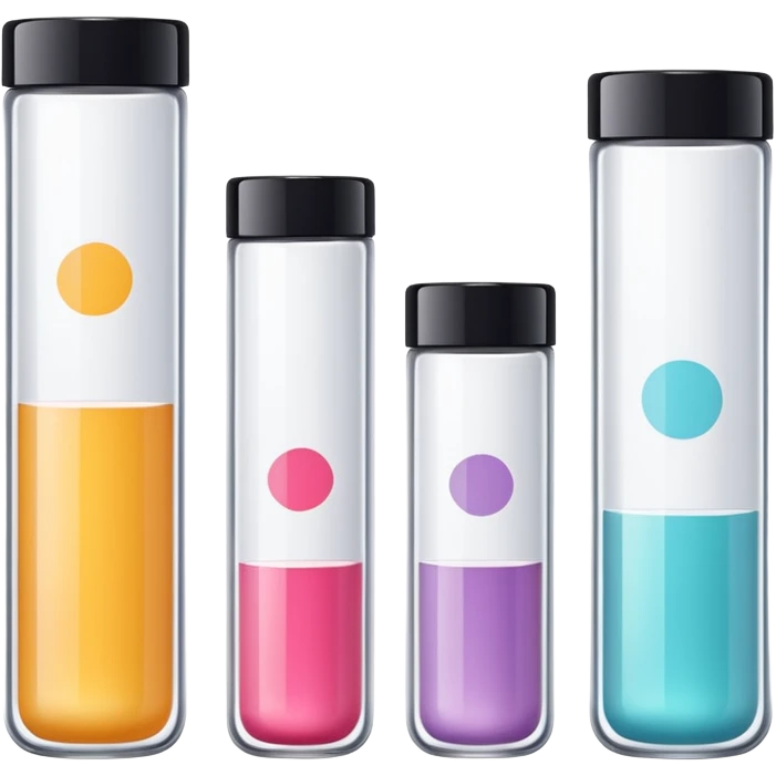 emoji of beauty tubes and jar with brand labels, minimalistic design emoji