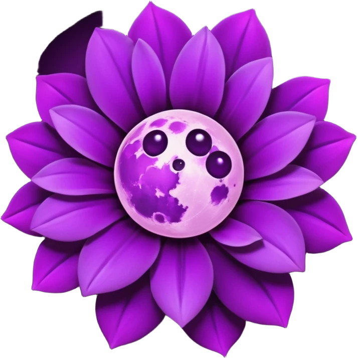 dark purple blossom with a purple Moon emoji