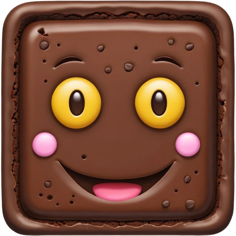 chocolate brownie with a smiley face emoji