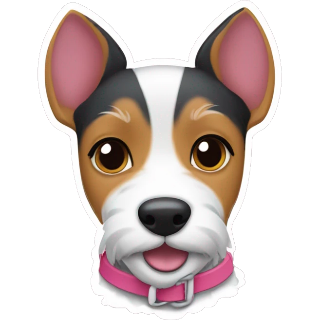  AI generated sticker of a mini fox terrier pink collar, inspired by the style of “Lady and the Tramp.” White outline around it emoji