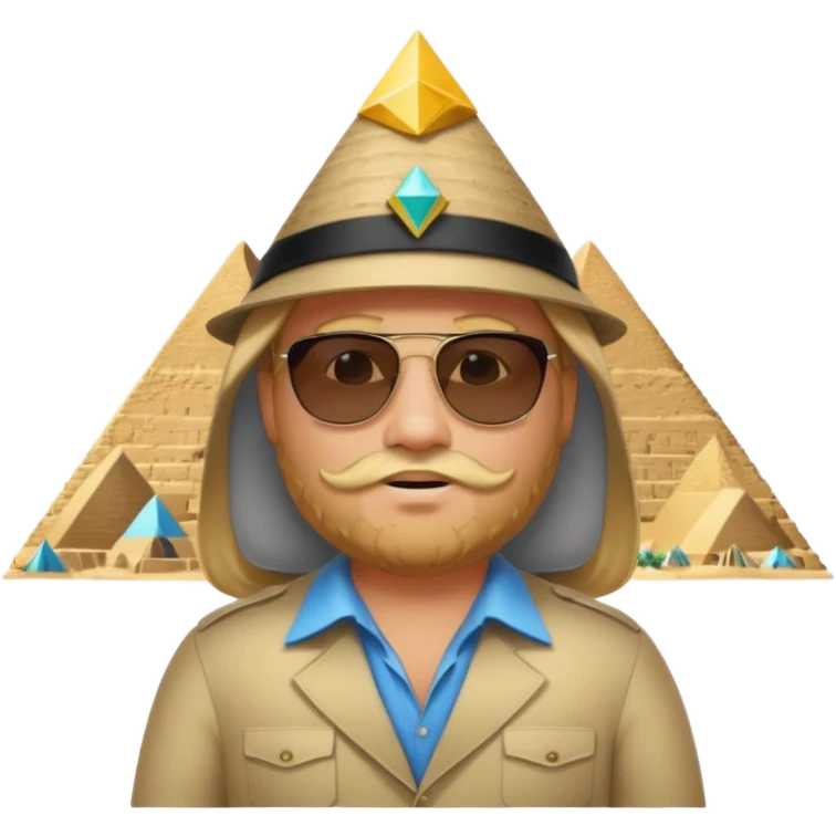 fat male blond long hair agent with short beard in egypt with pyramid.mm emoji