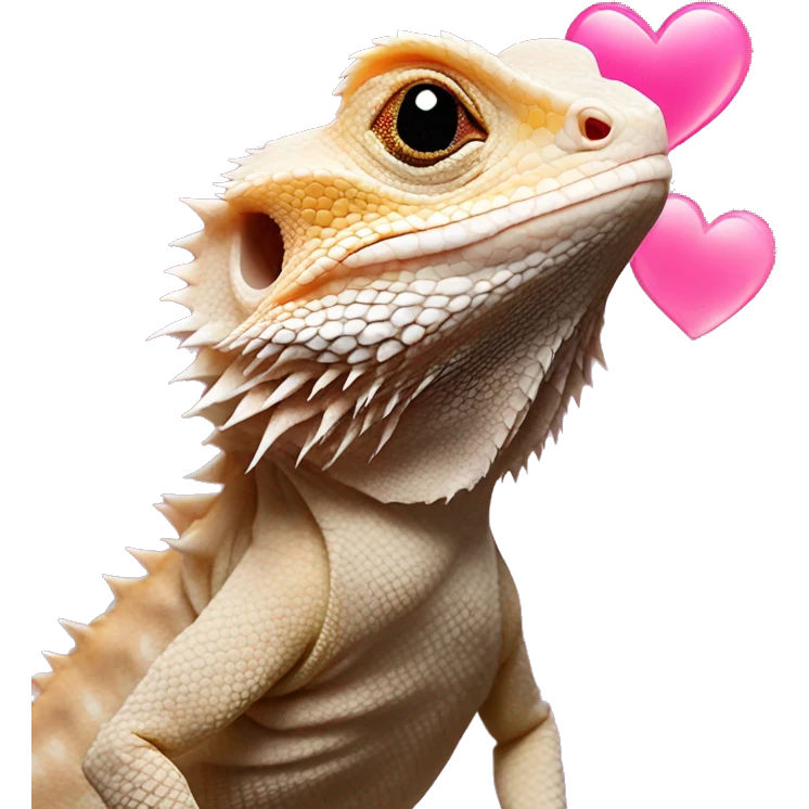 Bearded dragon with pink hearts emoji