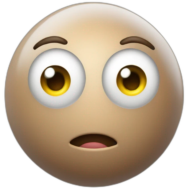 3d sphere with a cartoon sincere skin texture with big calm eyes emoji