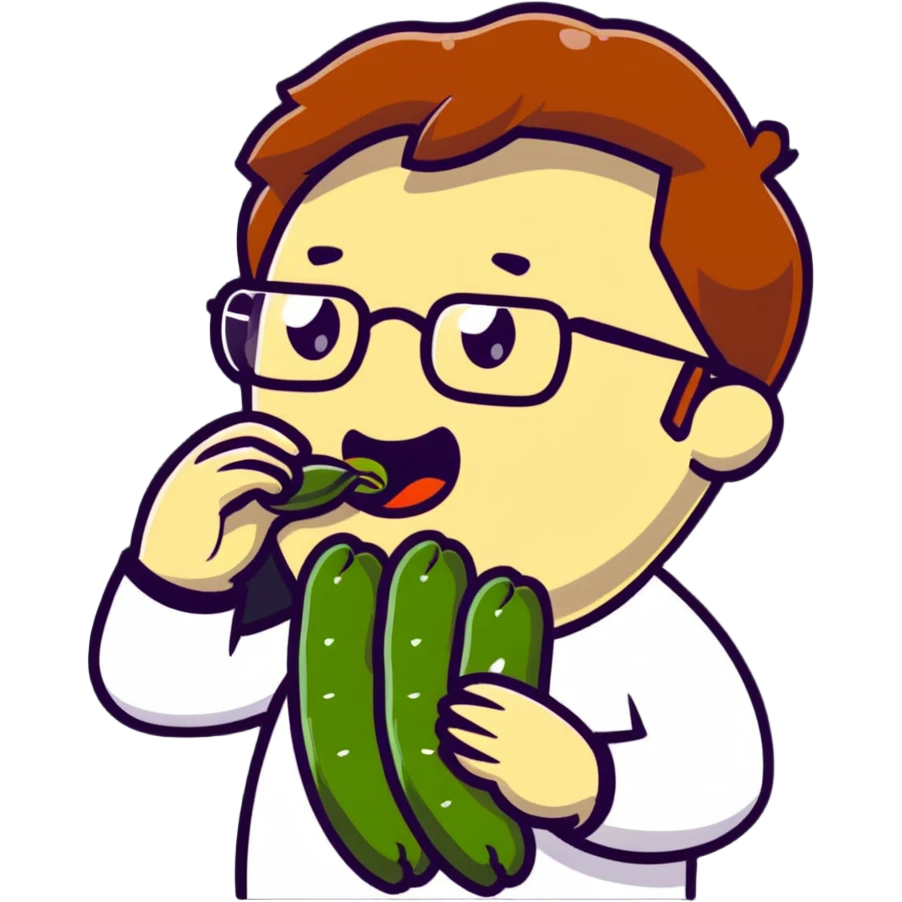 man with glasses eating a pickle emoji
