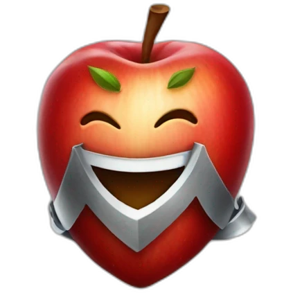 smiling red apple dressed as a knight emoji