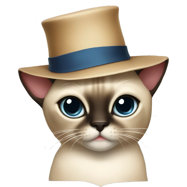 siamese cat with a hat emoji