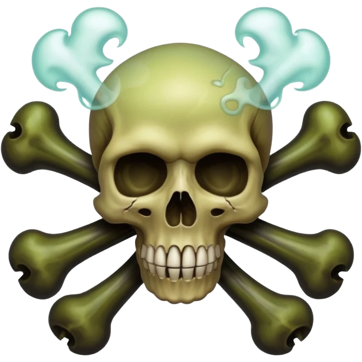 a poisonous cloud of gas, dark swamp color, with an image of a skull and two crossed bones behind the skull emoji