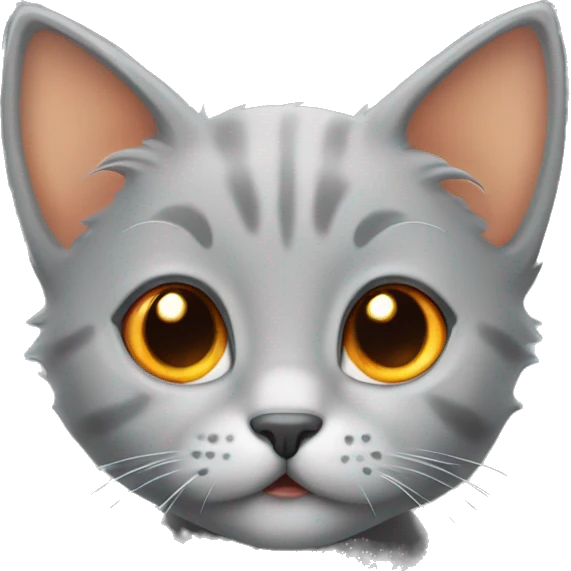 cute grey kitten with orange eyes emoji