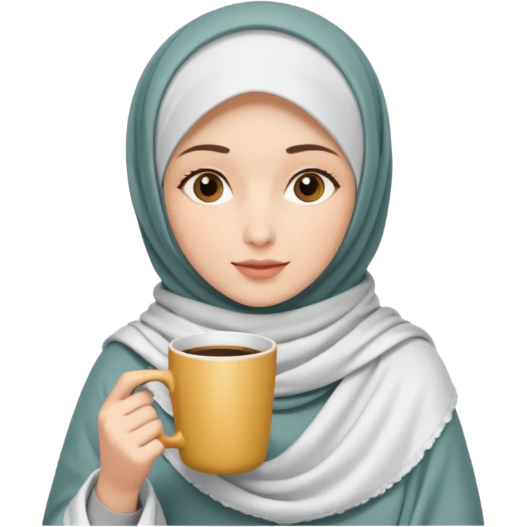 Beyaz kedi hijap bayan elinde kahve ve battaniyesi emoji