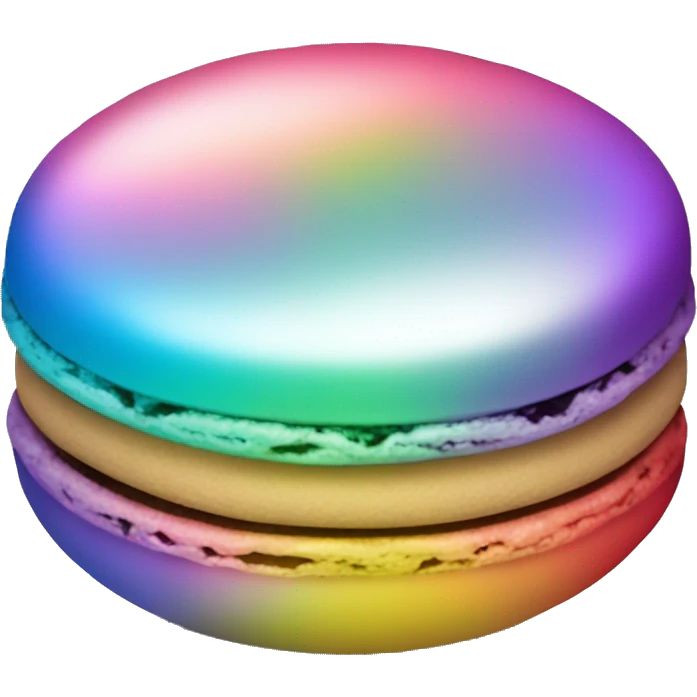 Realistic metallic silver macaroon with gradient colorful filling  emoji