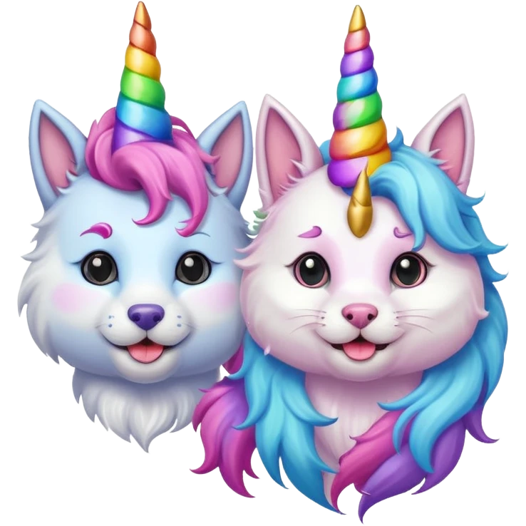 dog and cat mix with unicorn horn emoji