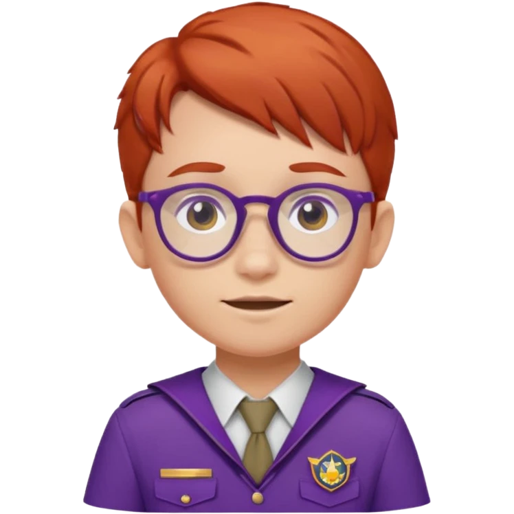 red haired scout kid with purple uniform and glassess emoji