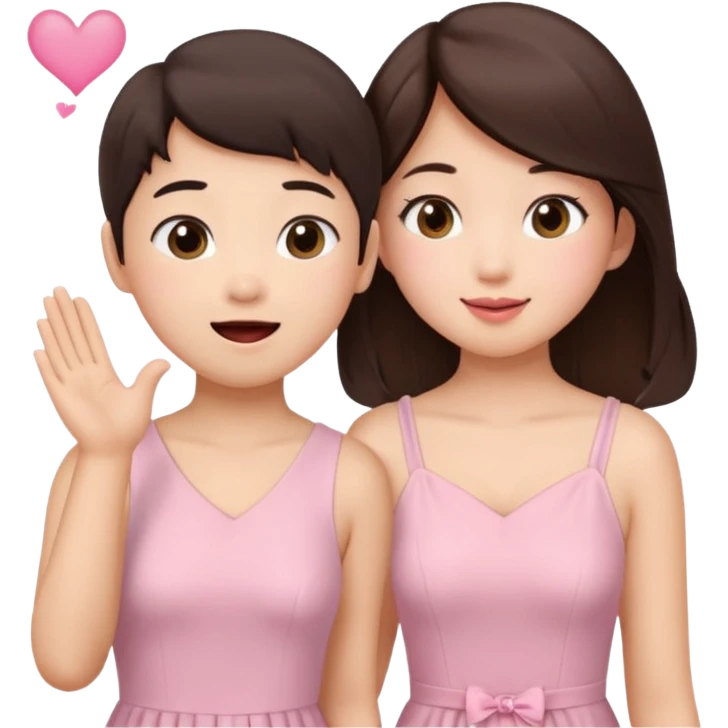 Asian girl blowing kiss to brunette boy  emoji