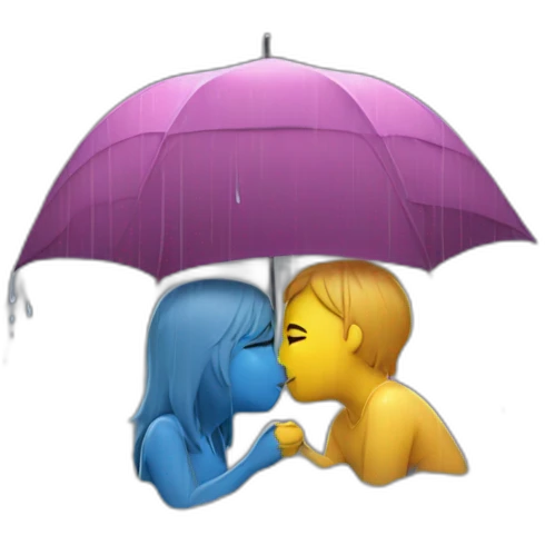 kiss under rain emoji