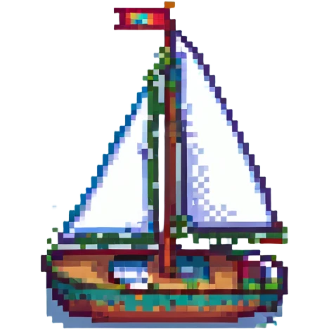 pixel art sailboat, simple, bright colors, no text emoji