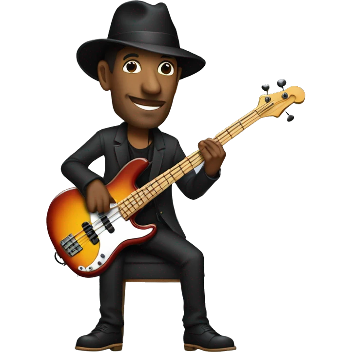 Marcus Miller playing bass guitar, with porkpie hat emoji