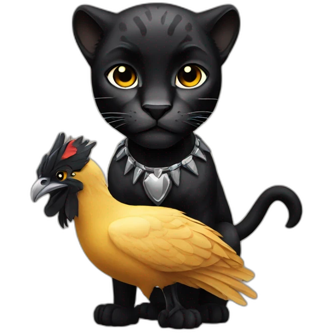 Black panther with chicken emoji