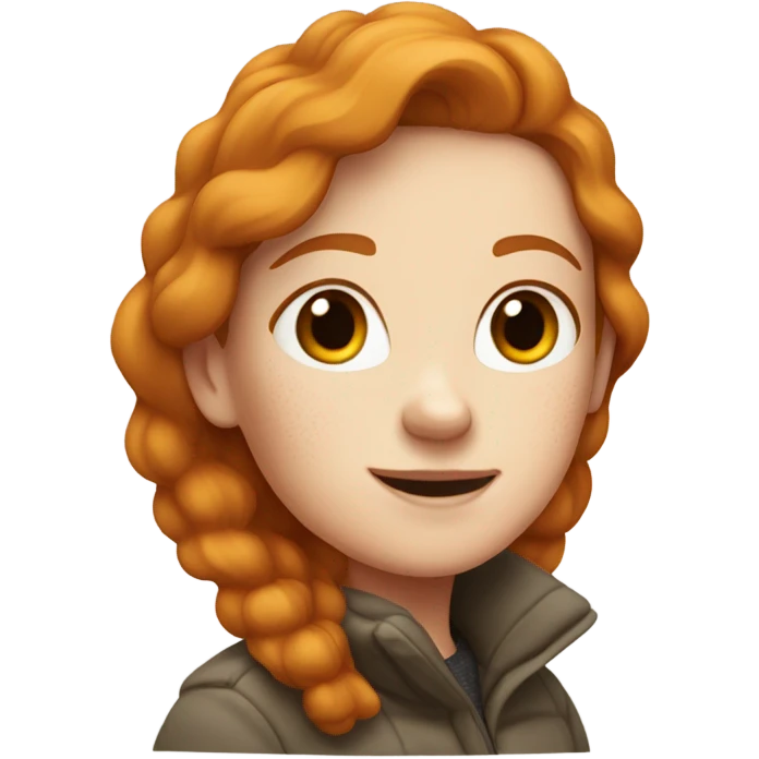 A white girl who is ginger with freckles and has a puffy coat emoji