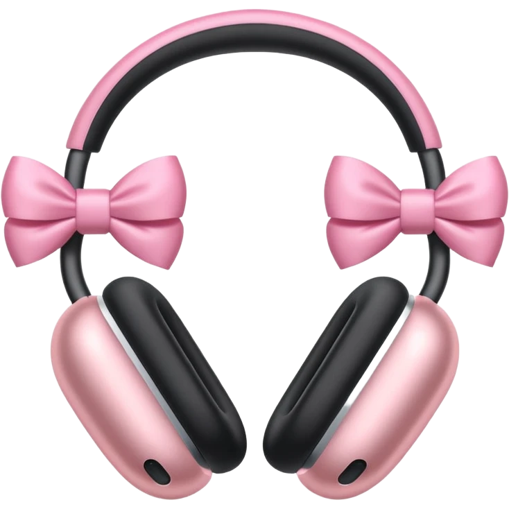 airpods max with pink bows around them emoji