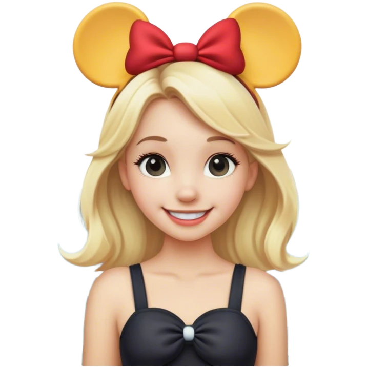 Blonde girl wearing Mickey ears standing near ocean  emoji