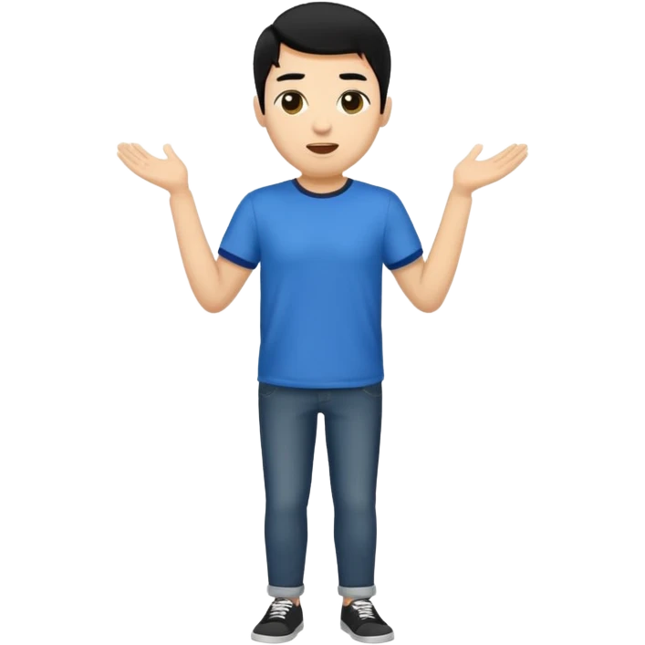 light skin black hair man surprised and happy full body emoji