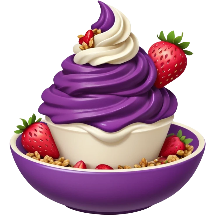 acai soft serve in a bowl either strawberries and granola emoji