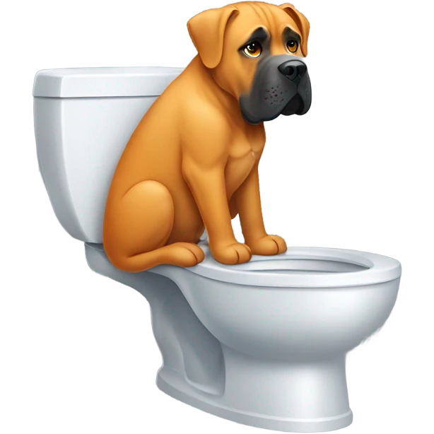 An orange-colored Cane Corso reading the news while using the toilet. emoji