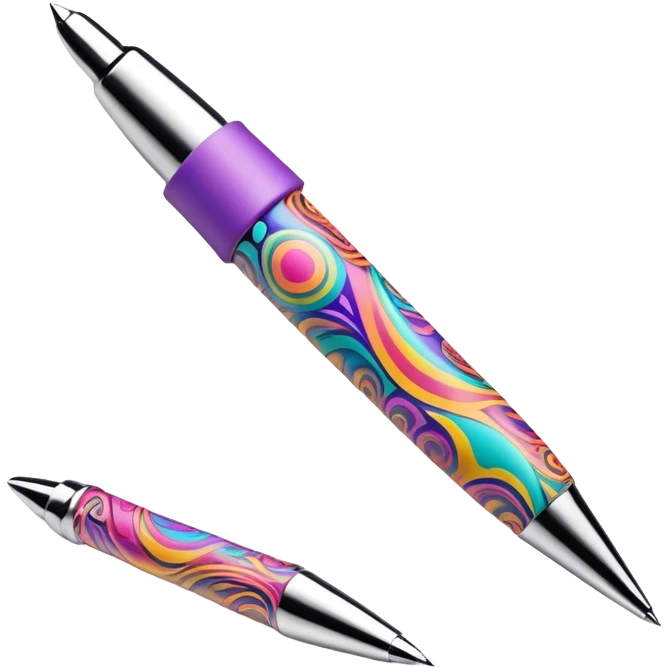 3D, psychedelic colored hippie style pen. Pen only  emoji