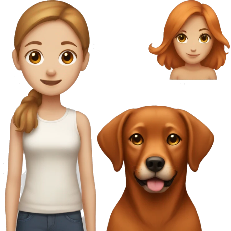 Fox red lab and girl with brown hair  emoji
