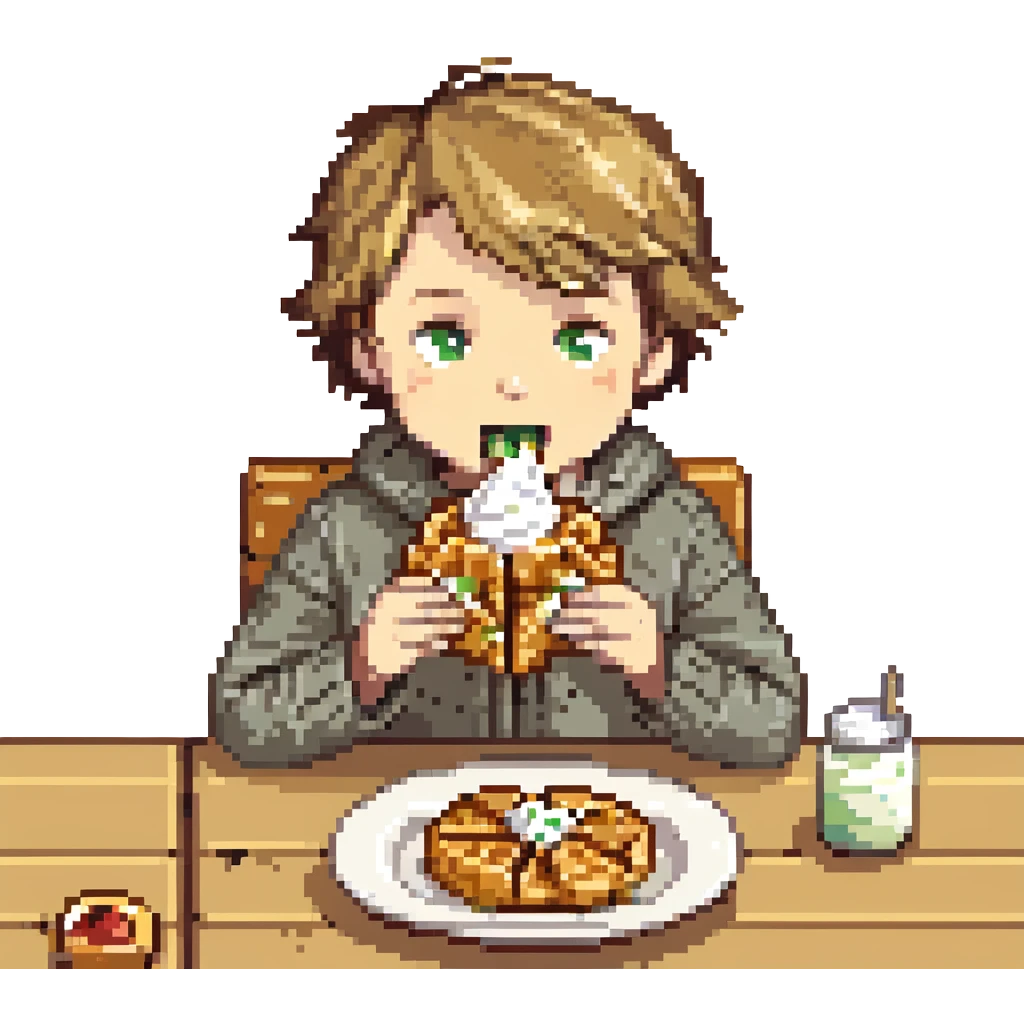 A boy named Maxim who loves to eat waffles with sour cream emoji