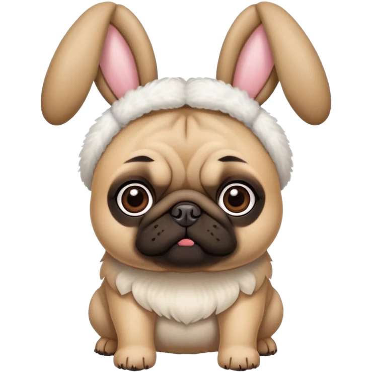 Pug wearing bunny ears emoji