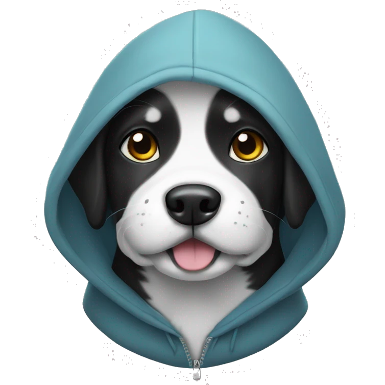 Black and white dog with a hoodie emoji