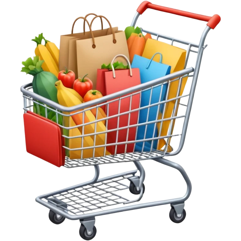 einkaufstüten im einkaufswagen emoji
