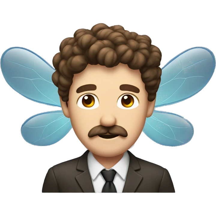 Fly buzzing around a man with brown hair and mustache  emoji