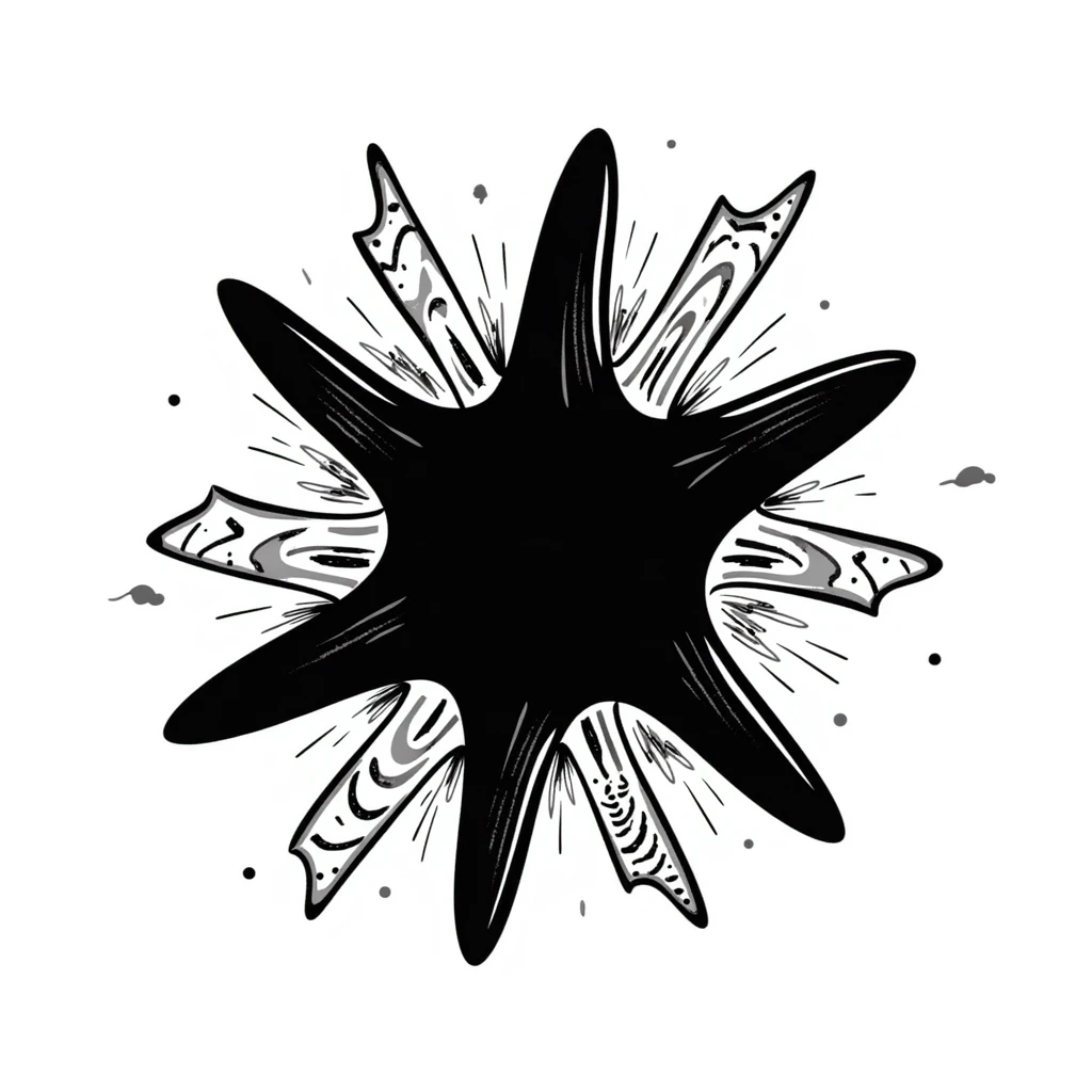 Interwoven lines forming a starburst with texture patterns – symbol of creative expression across mediums emoji