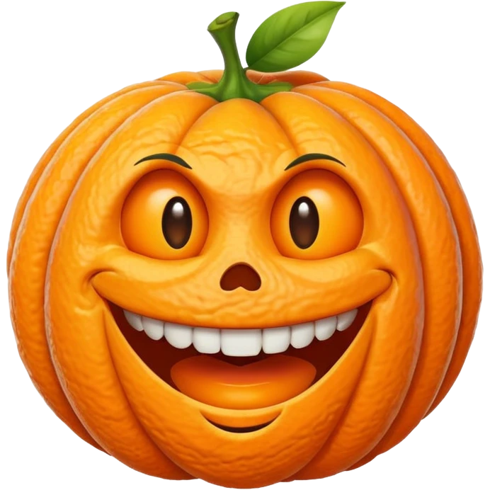 freaky orange with a twisted smile emoji