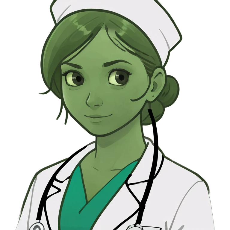 A beautiful, thin girl in a medical gown emoji