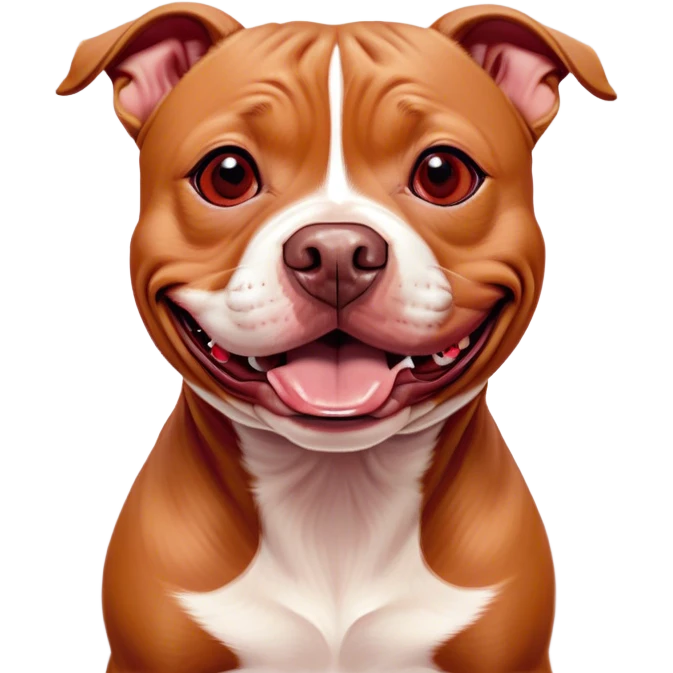 Cinematic Comical Red/Fawn Staffordshire Bull Terrier Portrait Emoji, Head tilted dramatically with an exaggeratedly amused expression, featuring a striking red/fawn Fur with bold white accents, wide, expressive dark eyes filled with playful disbelief, Simplified yet hilariously expressive features, highly detailed, glowing with a slightly sassy glow, high shine, dramatic yet playful, stylized with an air of cheeky mischief, bright and endearing, soft glowing outline, capturing the essence of a spirited and over-the-top guardian, so meme-worthy it feels like it could side-eye its way into internet fame instantly! emoji