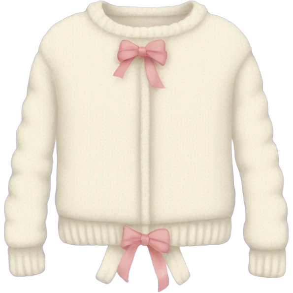Soft white cute sweater with ribbon emoji