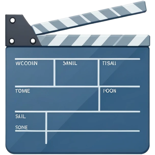 flat design movie slate with geometric shape and one diagonal line emoji