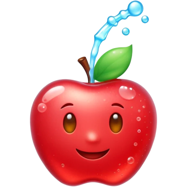 3D Apple style emoji of bubbly soda pop, fizzy bubbles rising, translucent sparkling liquid, isolated on white background, soft shadows, high detail, playful and cute. emoji